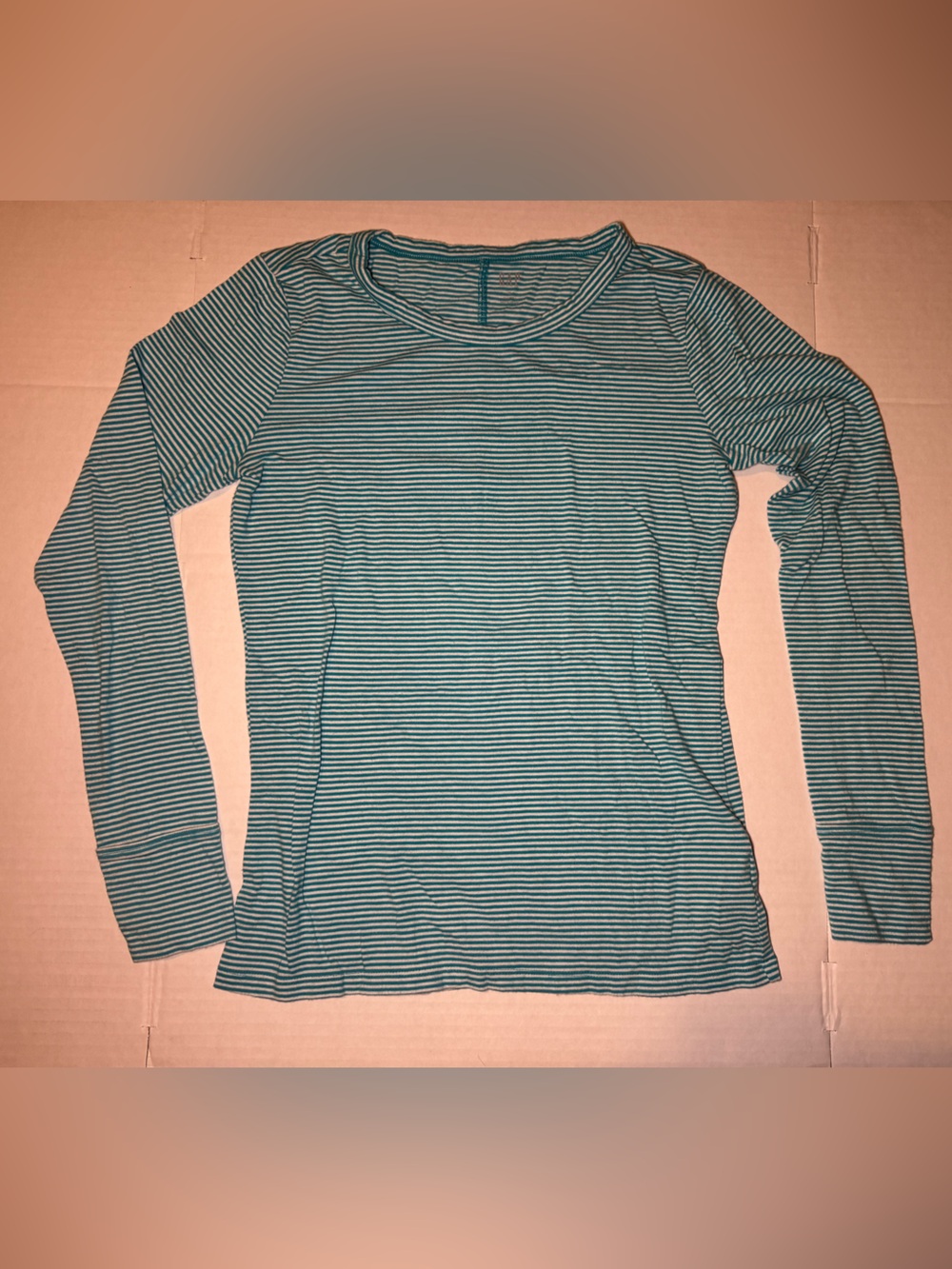 Gap Teal and White Striped Long Sleeve Basic M